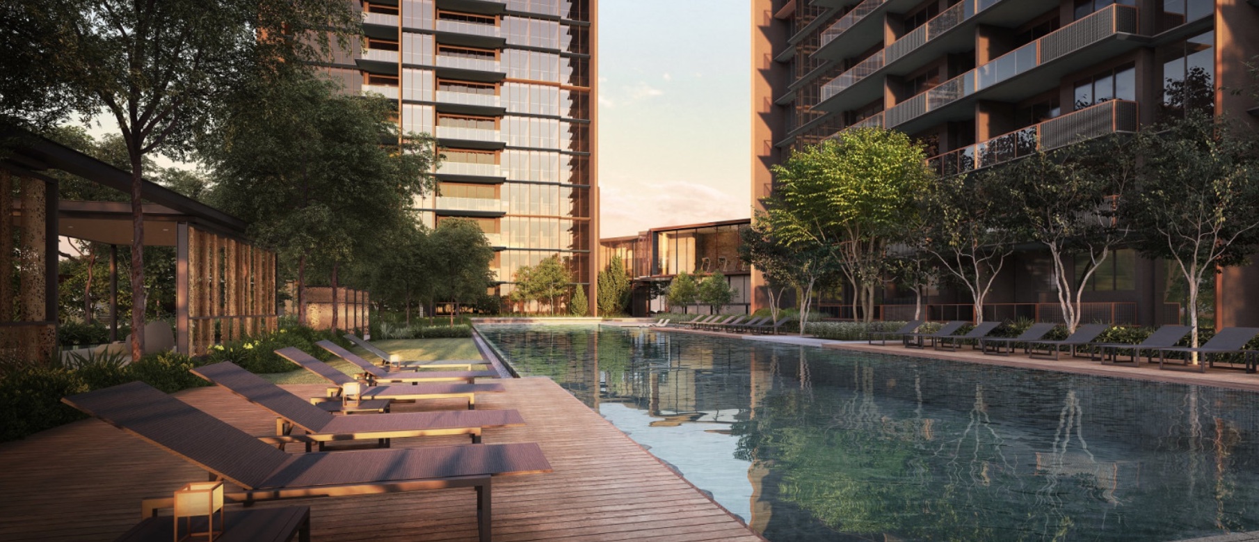 Hudson Place Residences official render showing the mixed-use development at Media Circle in Singapore's one-north innovation district