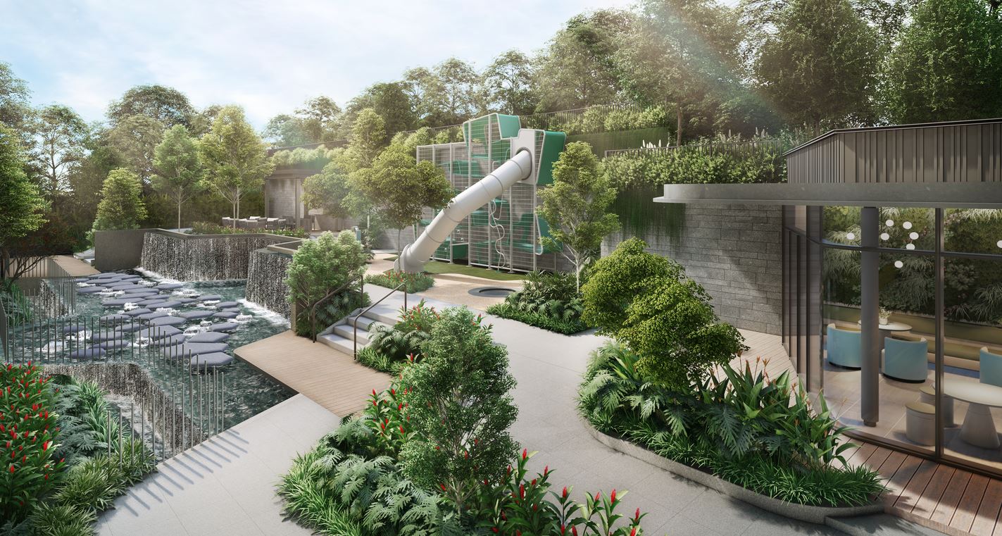 Chuan Grove official render showing the hillside canopy design of this 1,055-unit development near Lorong Chuan MRT